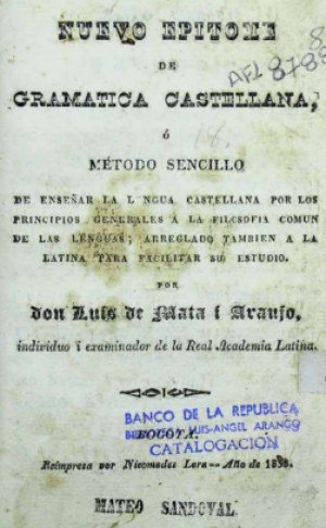GR156_MATA Y ARAUJO_(1819)_Nuevo epítome de gramática castellana